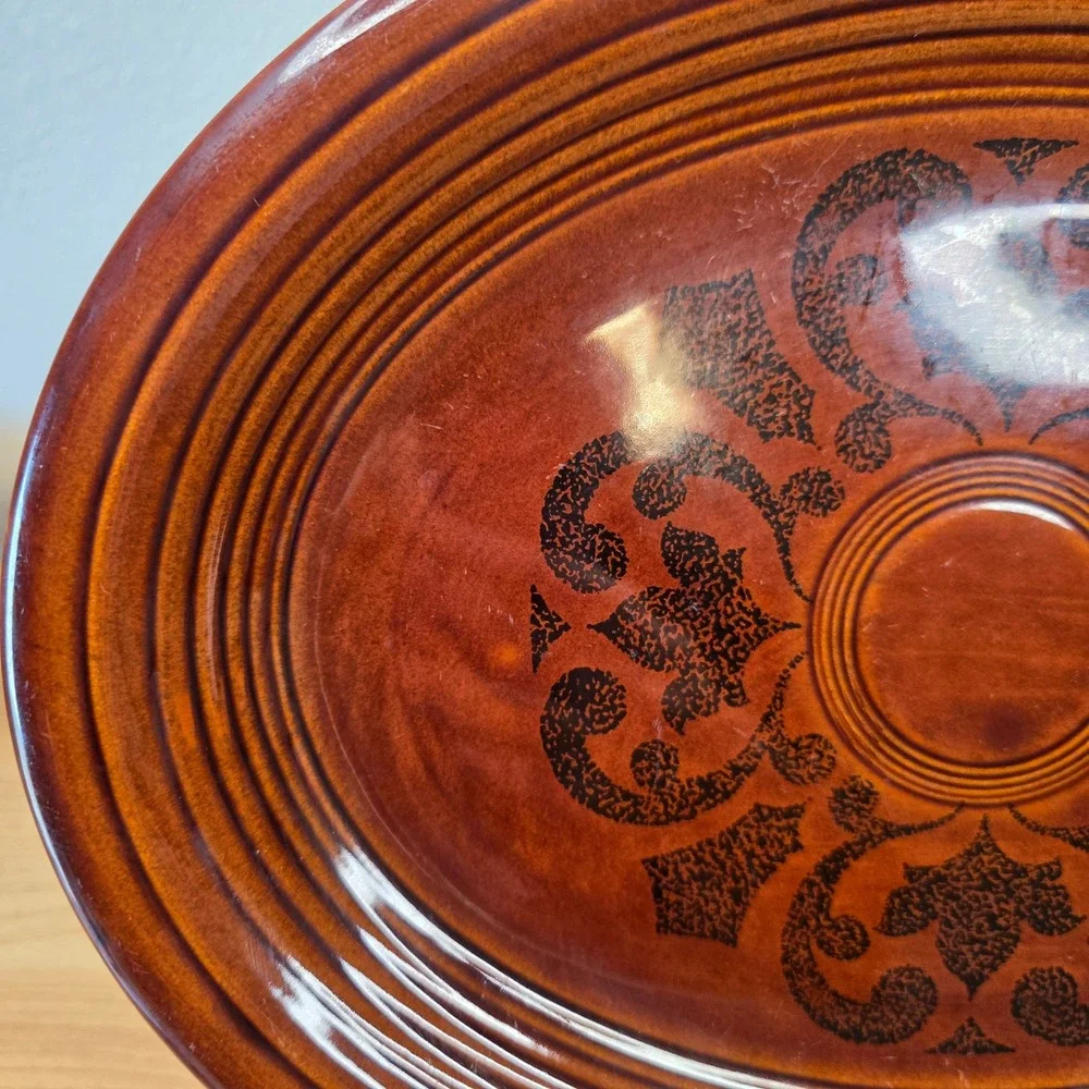 1967 Vintage Fiesta Sheffield Amberstone Brown Oval Serving Platter 12.5